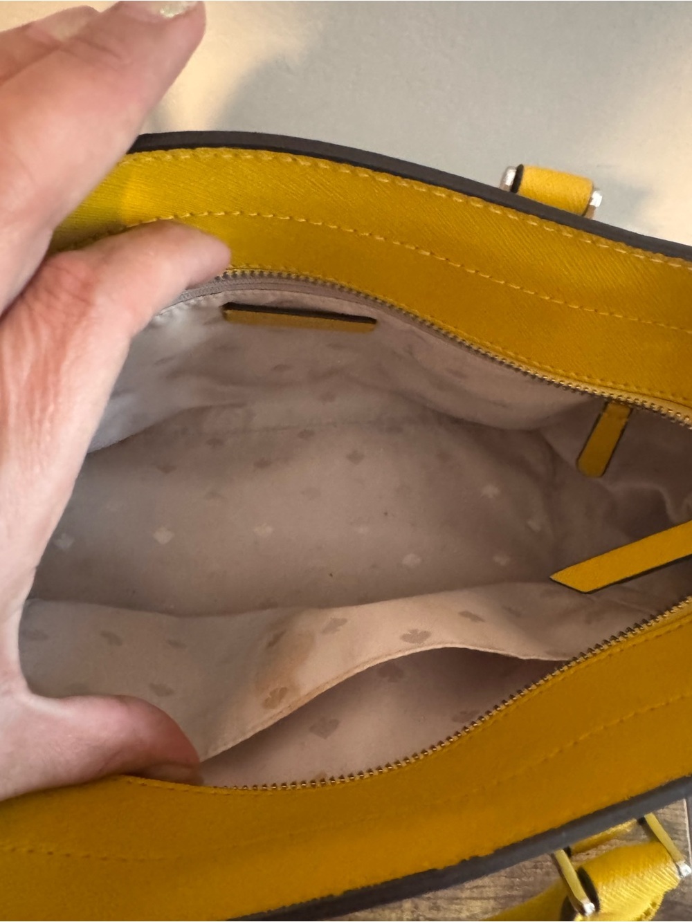 Kate Spade Yellow Leather Satchel with Removable Strap - Picture 4 of 9